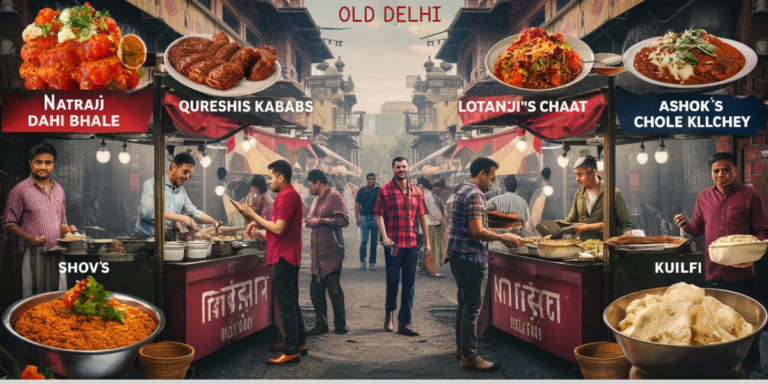Old Delhi street food, authentic Indian cuisine, famous street foods, best street food in Delhi, traditional Indian snacks